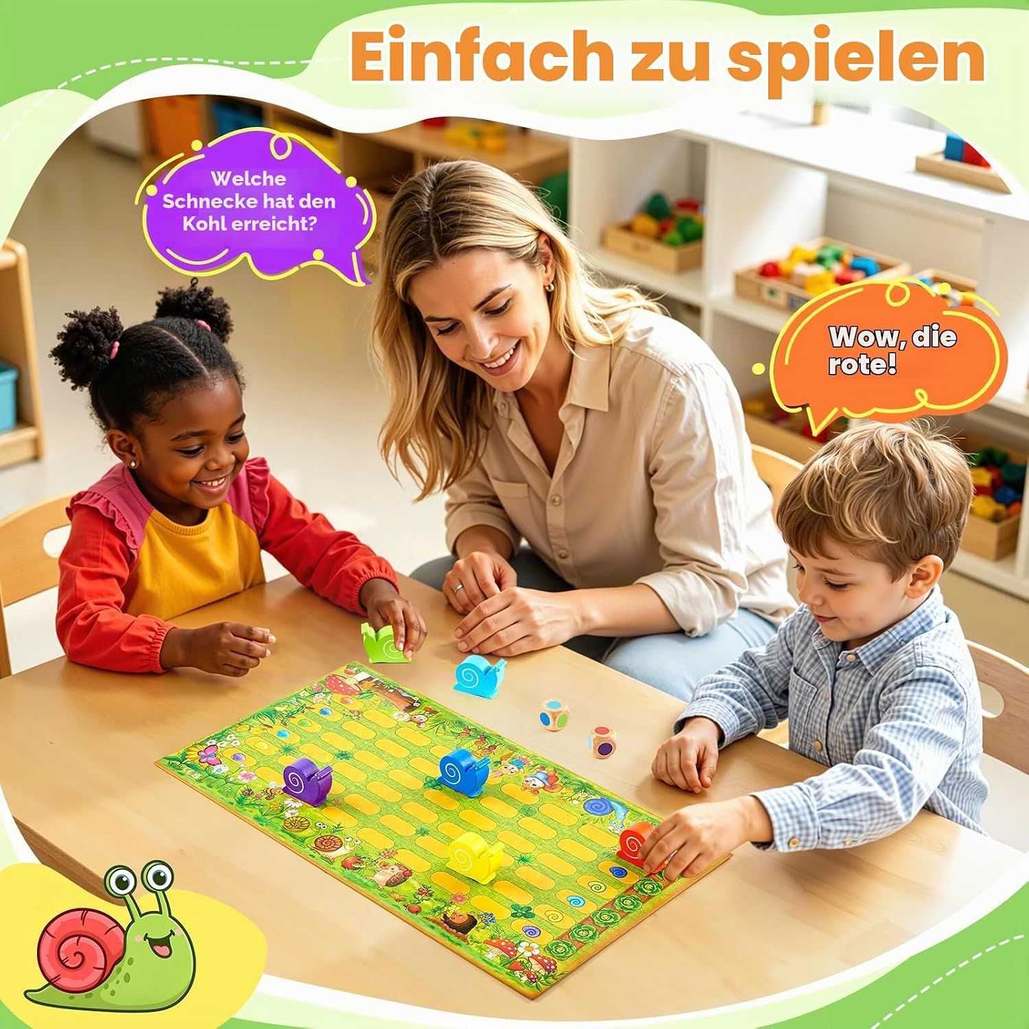 Small Little Snail Racing Board Game – Educational Montessori Game for Kids