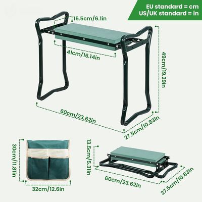 Garden Bench Folding Kneeler Stool with Storage