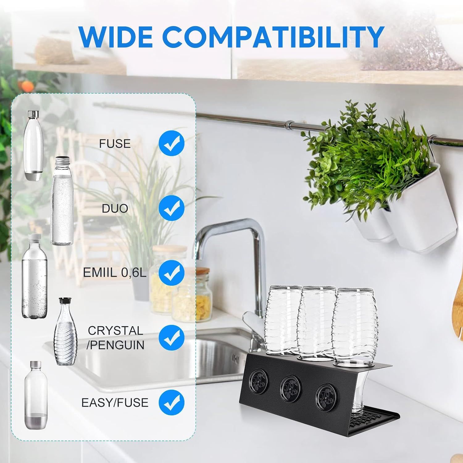 Premium SodaStream 3-Bottle Stainless Steel Drying Rack