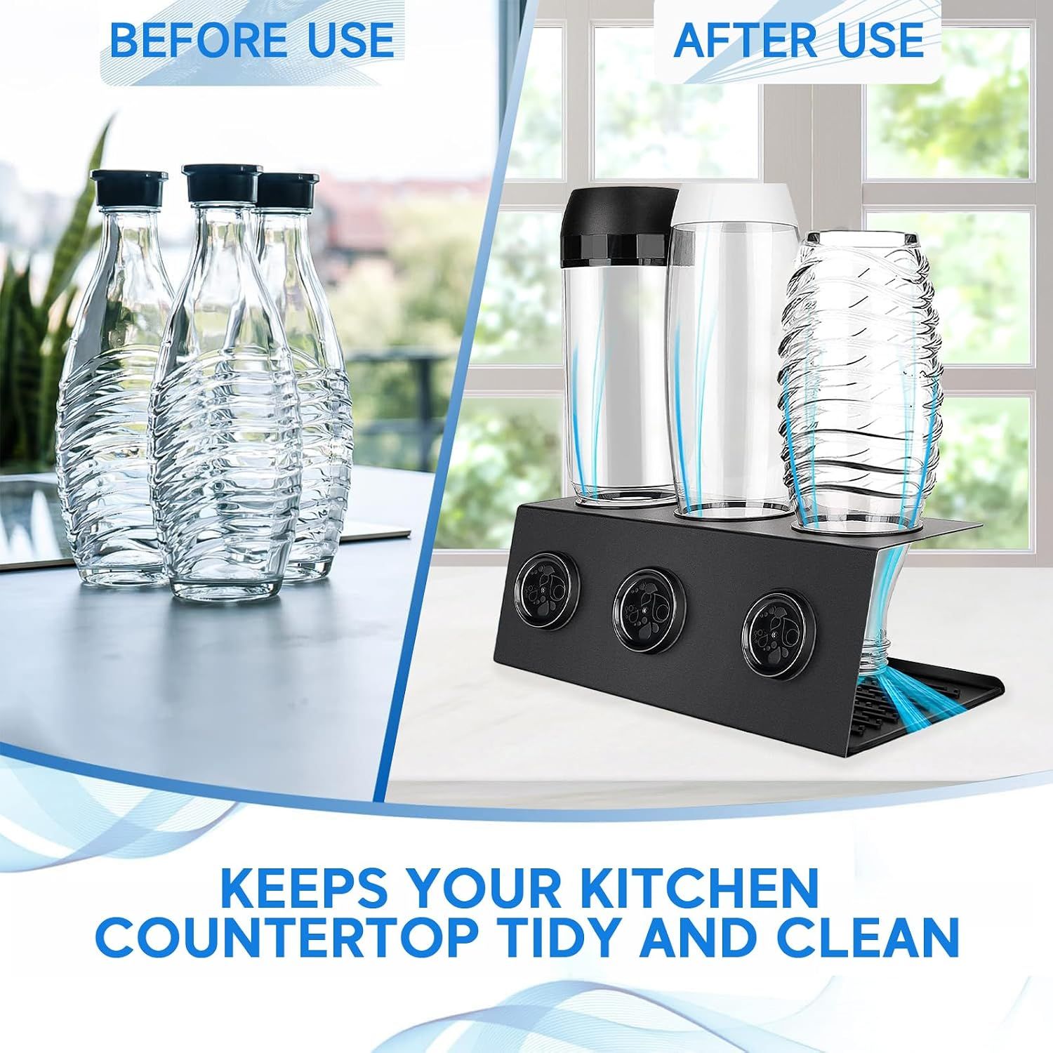 Premium SodaStream 3-Bottle Stainless Steel Drying Rack