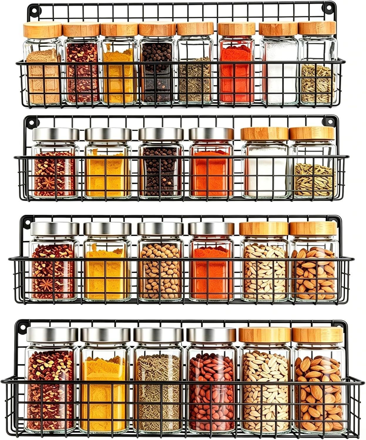 Spice Rack 4PCS Wall Mounted Kitchen Organizer