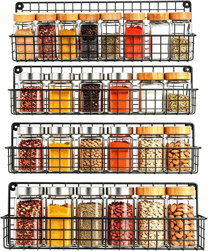 Spice Rack 4PCS Wall Mounted Kitchen Organizer
