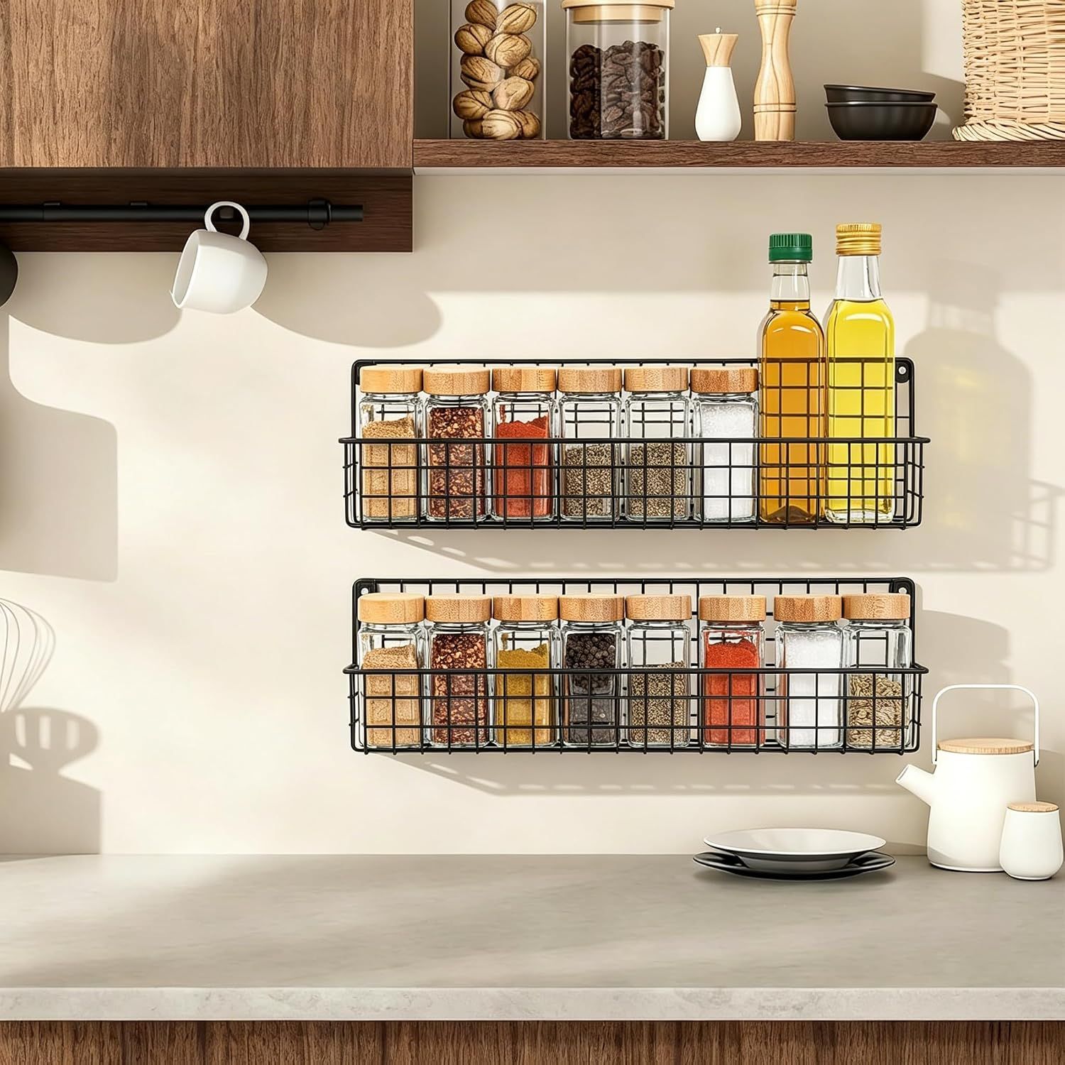 Spice Rack 4PCS Wall Mounted Kitchen Organizer