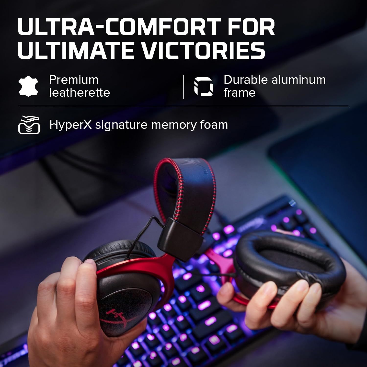 Gaming Headphones, Red, for PC, PS4, and Mac