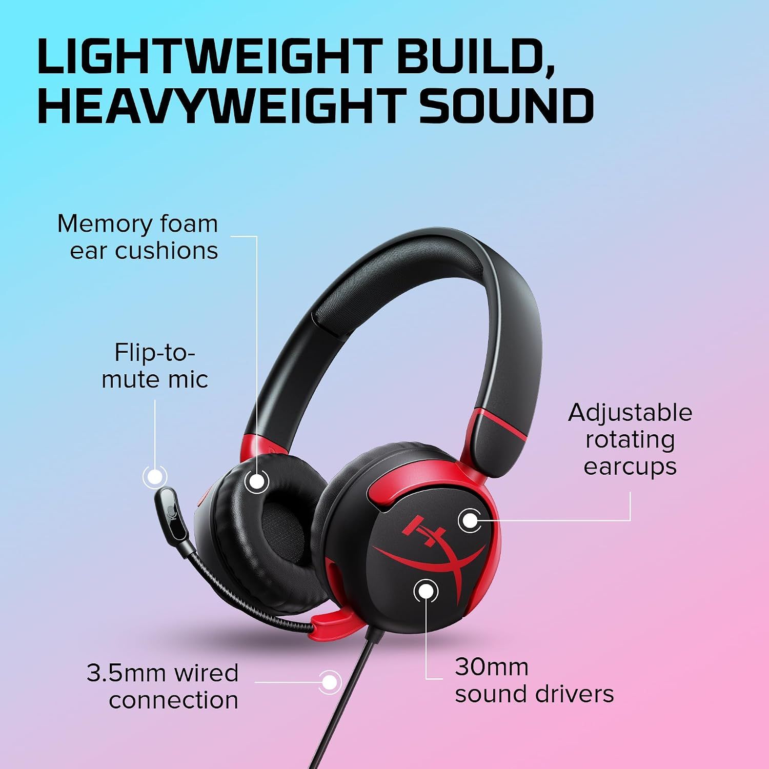Gaming Headphones, Red, for PC, PS4, and Mac