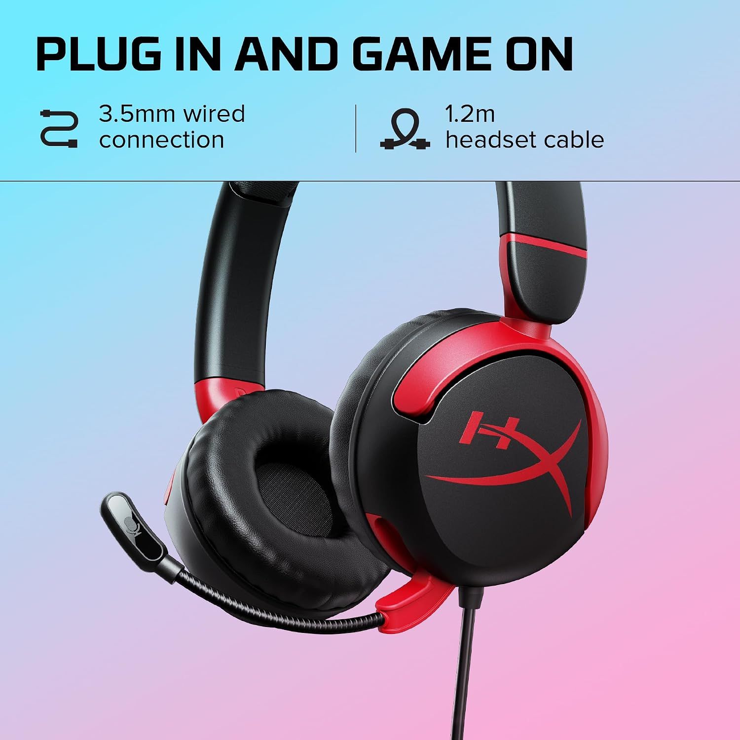 Gaming Headphones, Red, for PC, PS4, and Mac