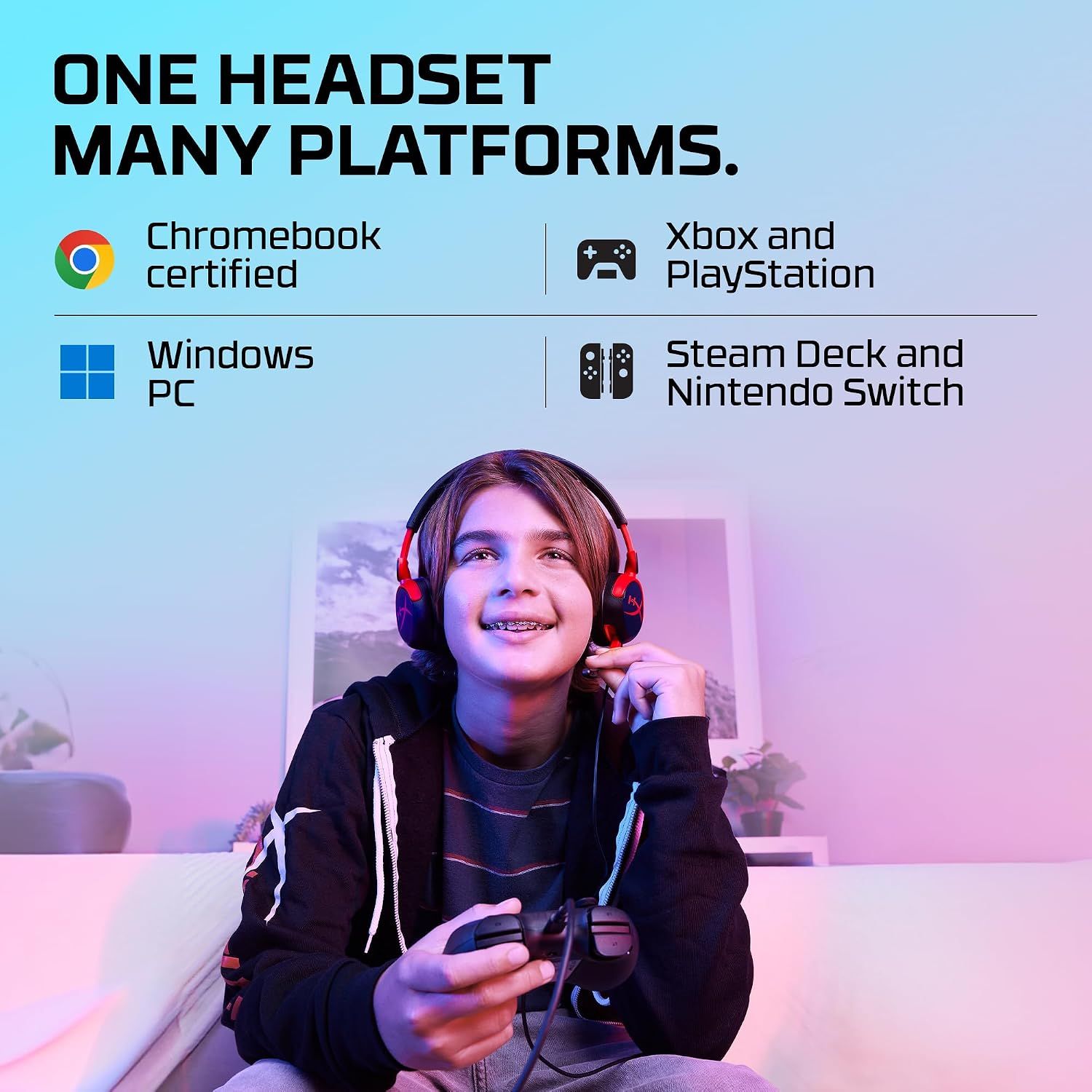 Gaming Headphones, Red, for PC, PS4, and Mac