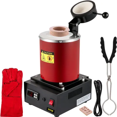 3KG Electric Metal Melting Furnace 1150°C Digital PID Gold Silver Copper