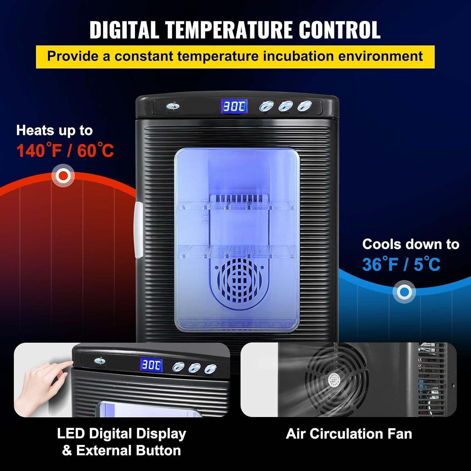 25L Reptile Egg Incubator Digital Temperature Control Auto Turn Egg Hatcher for Snake, Tortoise &amp; Lizard Eggs