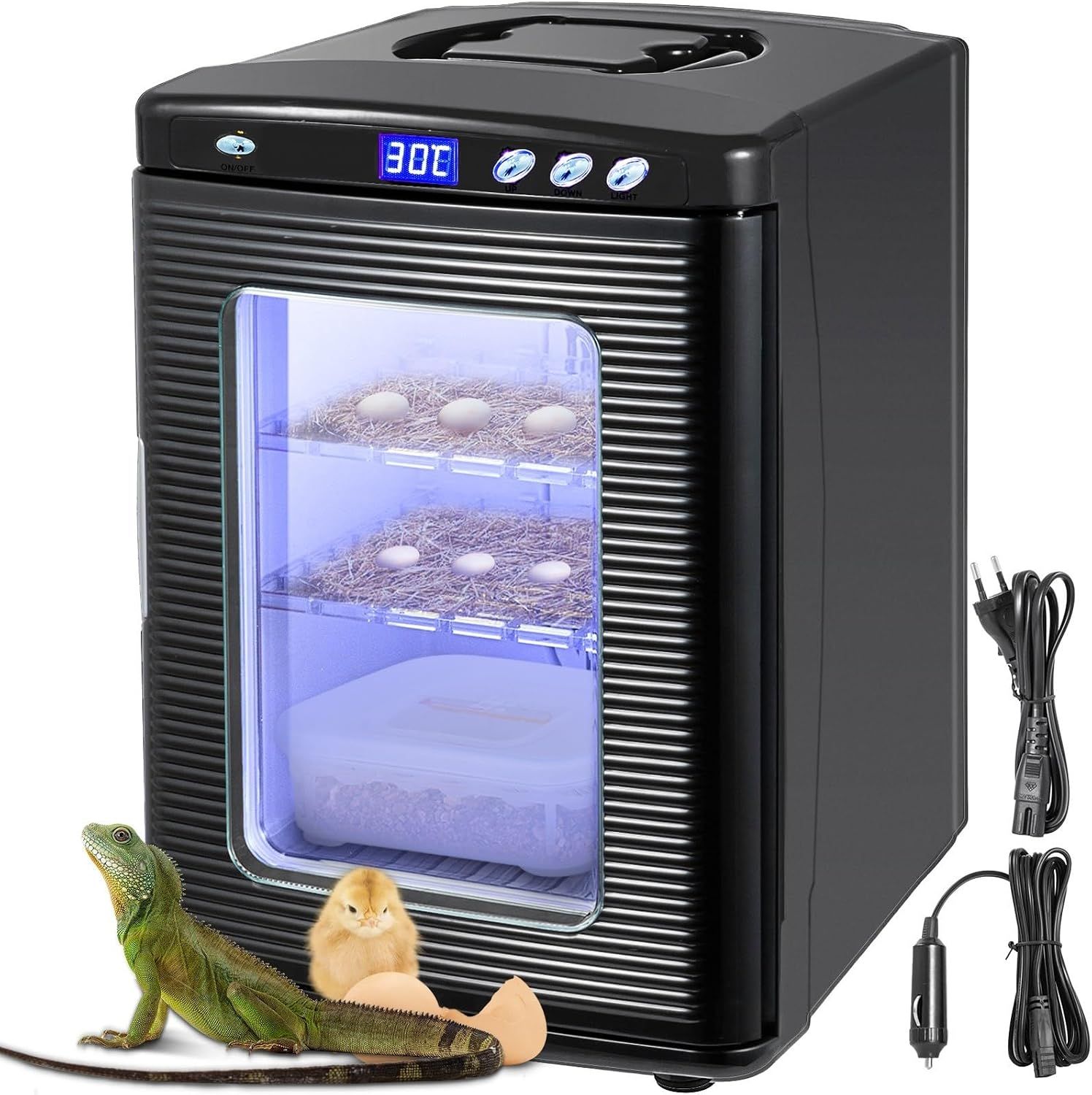25L Reptile Egg Incubator Digital Temperature Control Auto Turn Egg Hatcher for Snake, Tortoise &amp; Lizard Eggs