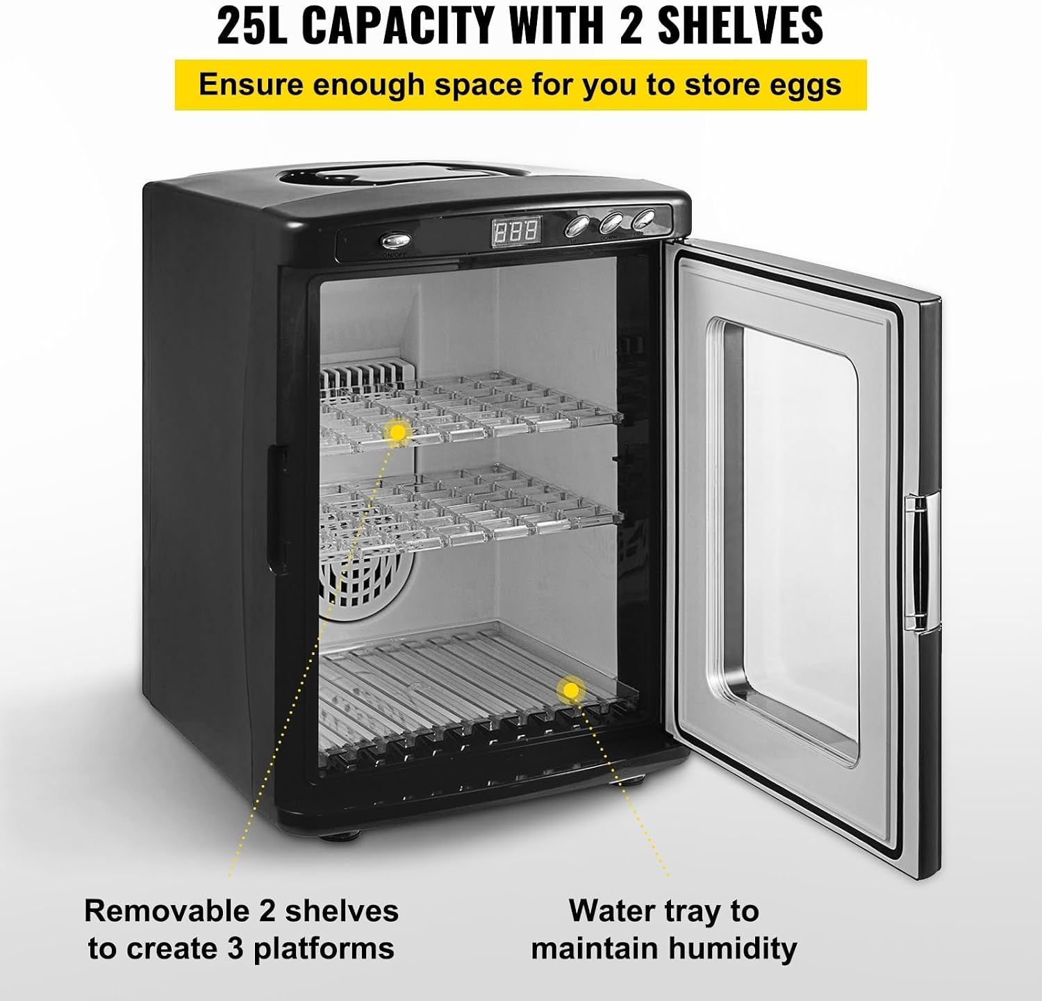 25L Reptile Egg Incubator Digital Temperature Control Auto Turn Egg Hatcher for Snake, Tortoise &amp; Lizard Eggs