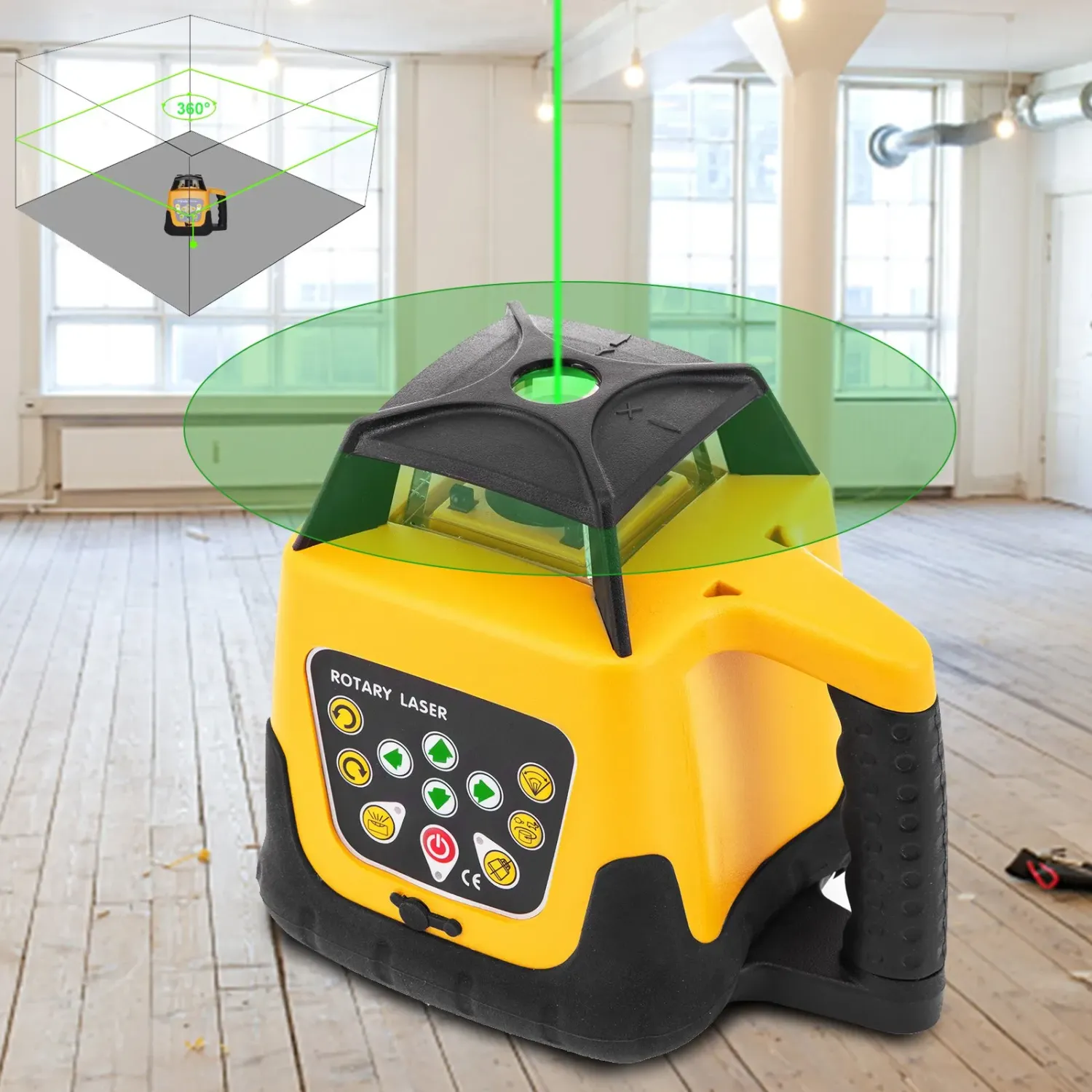 Strong lightweight 360° Self-Leveling Rotary Laser Level with Tripod &amp; 5m Leveling Staff