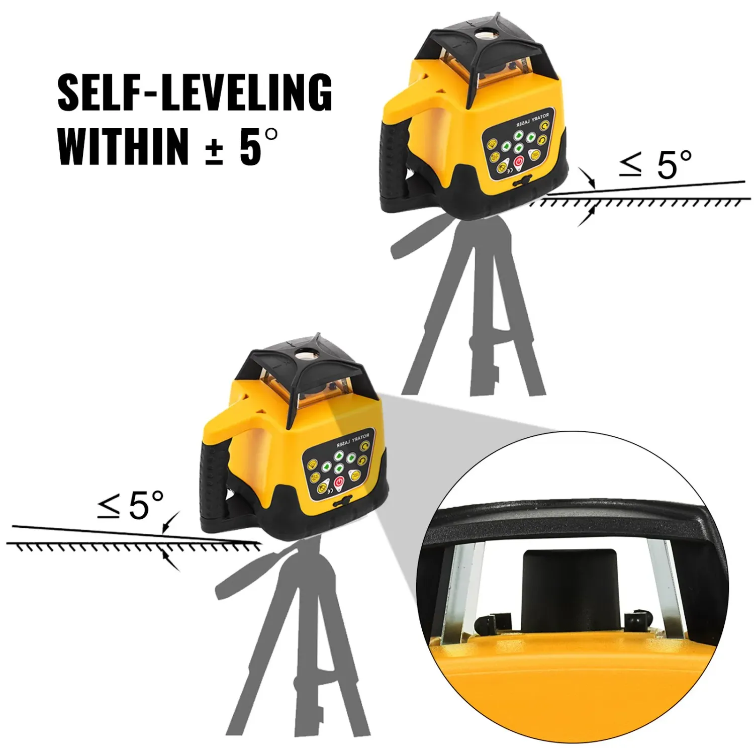 Strong lightweight 360° Self-Leveling Rotary Laser Level with Tripod &amp; 5m Leveling Staff
