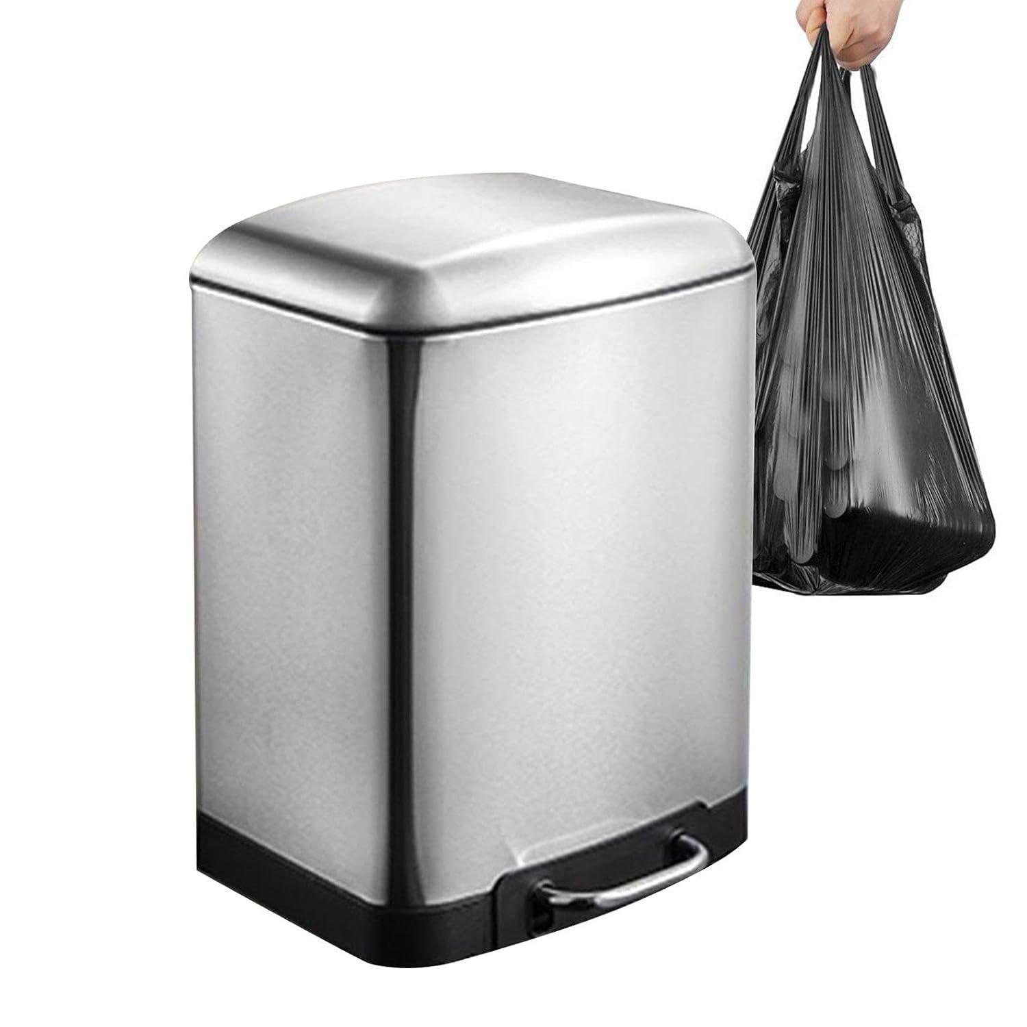 35L Stainless Steel Trash Bin Large Capacity Lidded Garbage Can