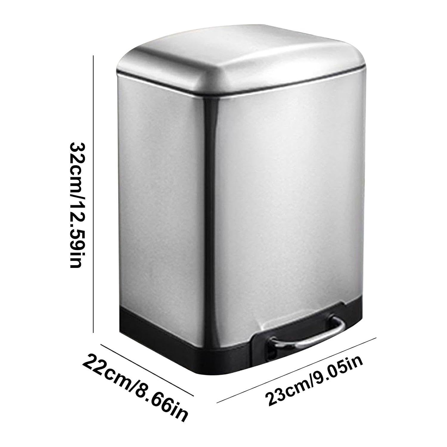 35L Stainless Steel Trash Bin Large Capacity Lidded Garbage Can