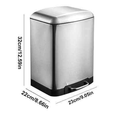 35L Stainless Steel Trash Bin Large Capacity Lidded Garbage Can