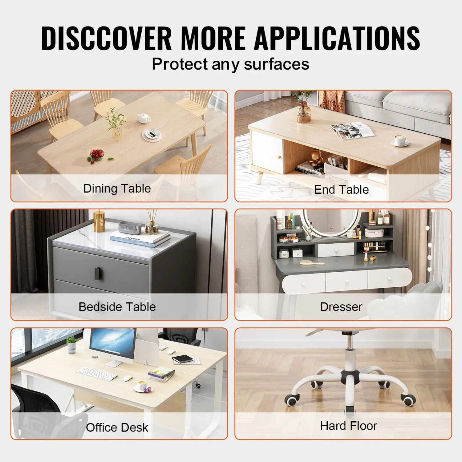 Transparent PVC Table Protector — 42 x 72 inch, 2.0mm Thick Waterproof Rectangular Mat, Easy-Clean Tablecloth for Dining Table, Office Desk &amp; Dresser