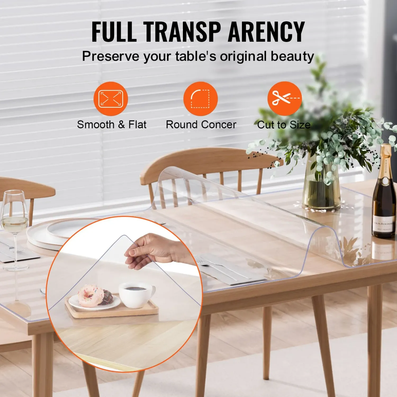 Transparent PVC Table Protector — 42 x 72 inch, 2.0mm Thick Waterproof Rectangular Mat, Easy-Clean Tablecloth for Dining Table, Office Desk &amp; Dresser