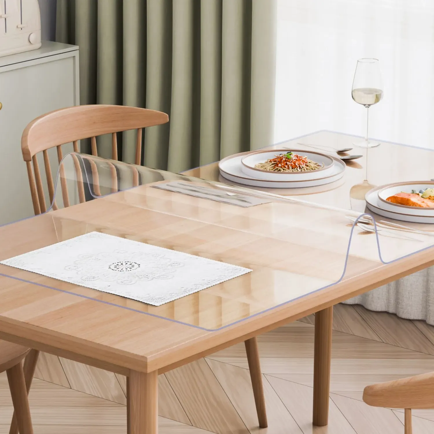 Transparent PVC Table Protector — 42 x 72 inch, 2.0mm Thick Waterproof Rectangular Mat, Easy-Clean Tablecloth for Dining Table, Office Desk &amp; Dresser