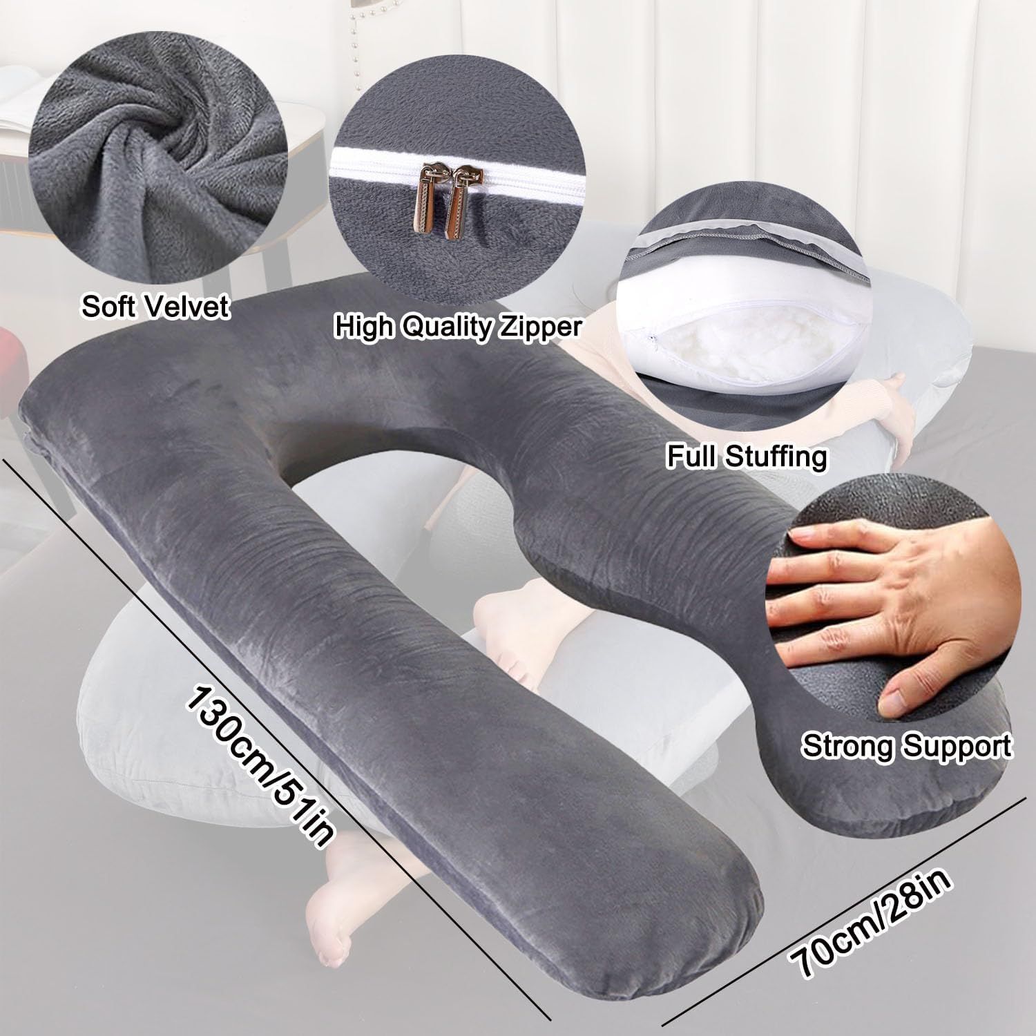 U-Shaped Pregnancy Pillow, Side Sleeper Pillow