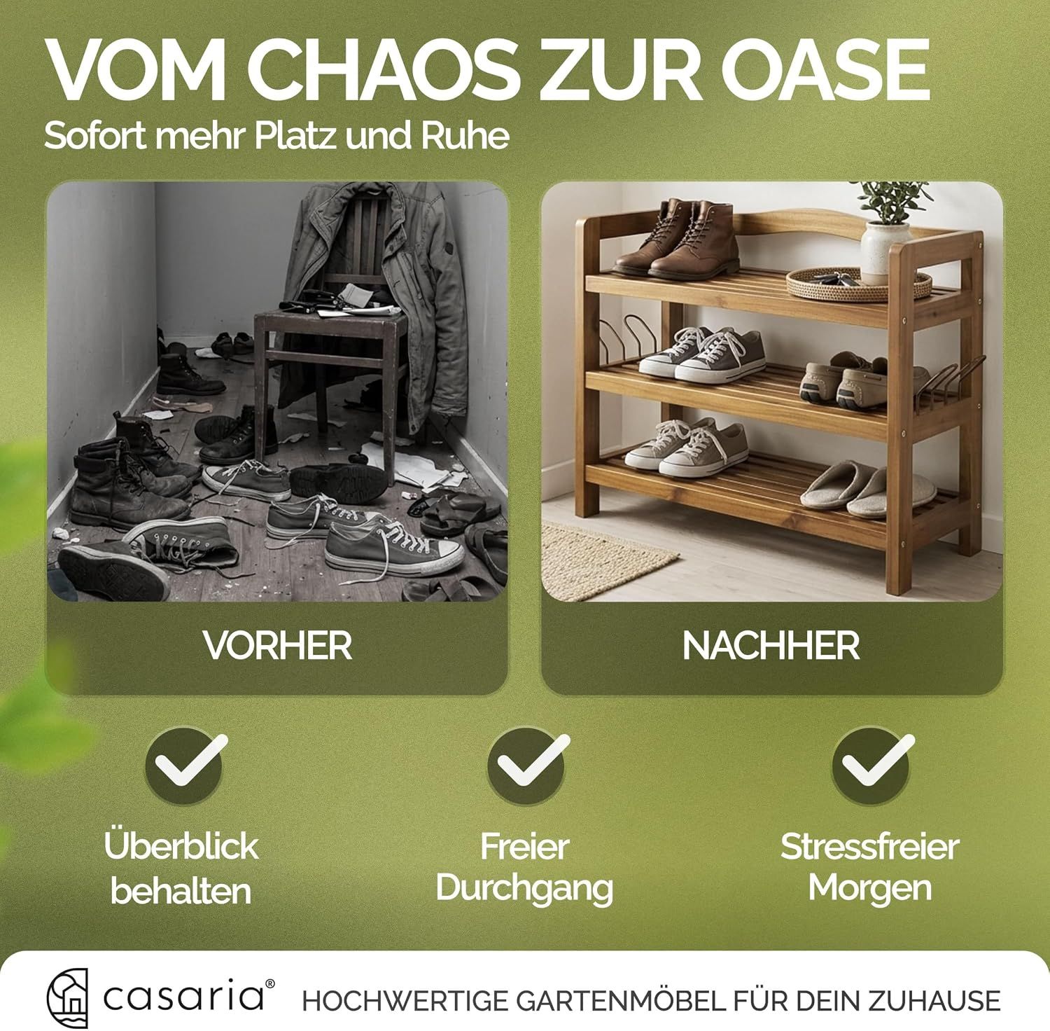 Shoe Rack – 3-Tier Heavy-Duty Shoe Organizer with Metal Brackets