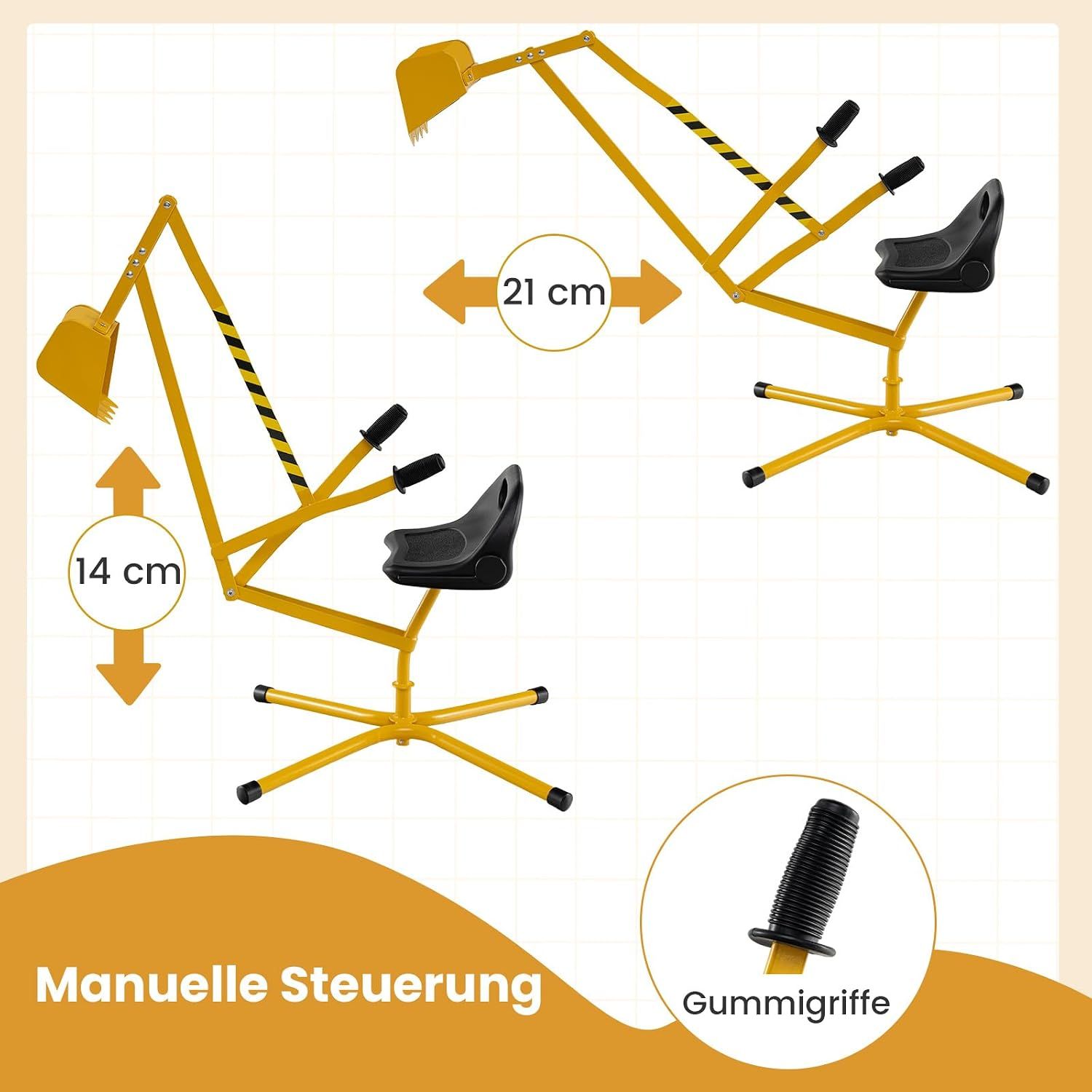 Sand Digger, Kids Ride-On Excavator Toy – 360° Rotating Seat with Manual Shovel