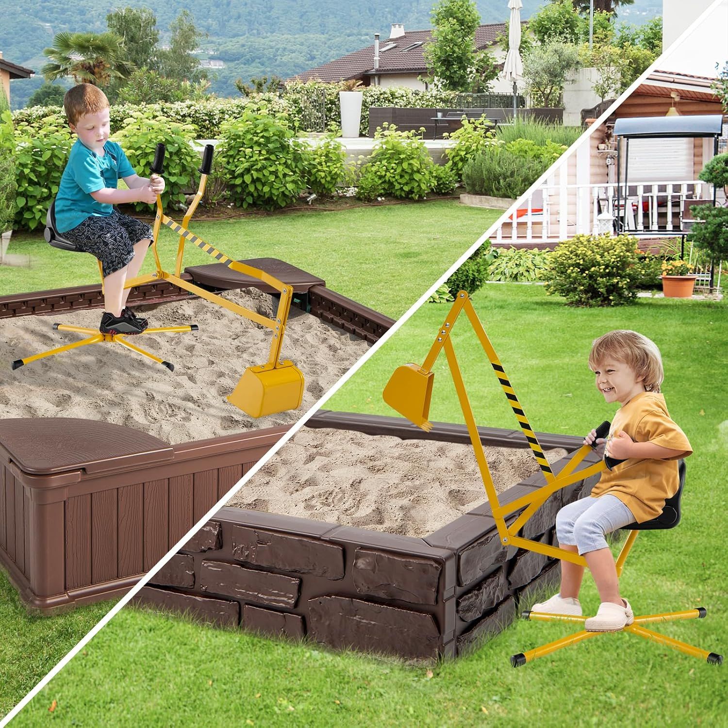 Sand Digger, Kids Ride-On Excavator Toy – 360° Rotating Seat with Manual Shovel