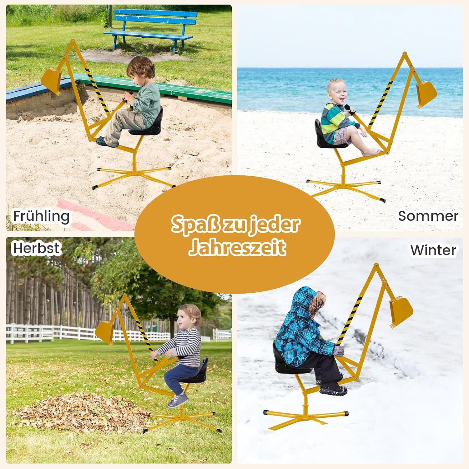Sand Digger, Kids Ride-On Excavator Toy – 360° Rotating Seat with Manual Shovel