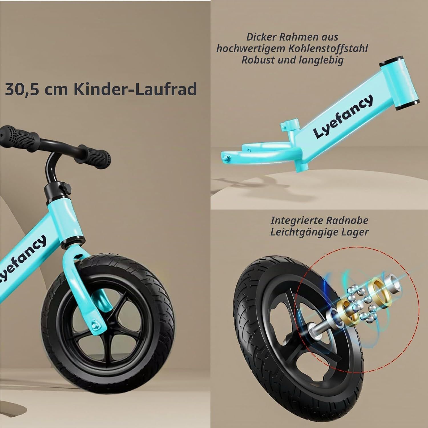 12-Inch Balance Bike for Kids Ages 2-5, Adjustable Seat, Pedal-Free Toddler Training Bike, Blue