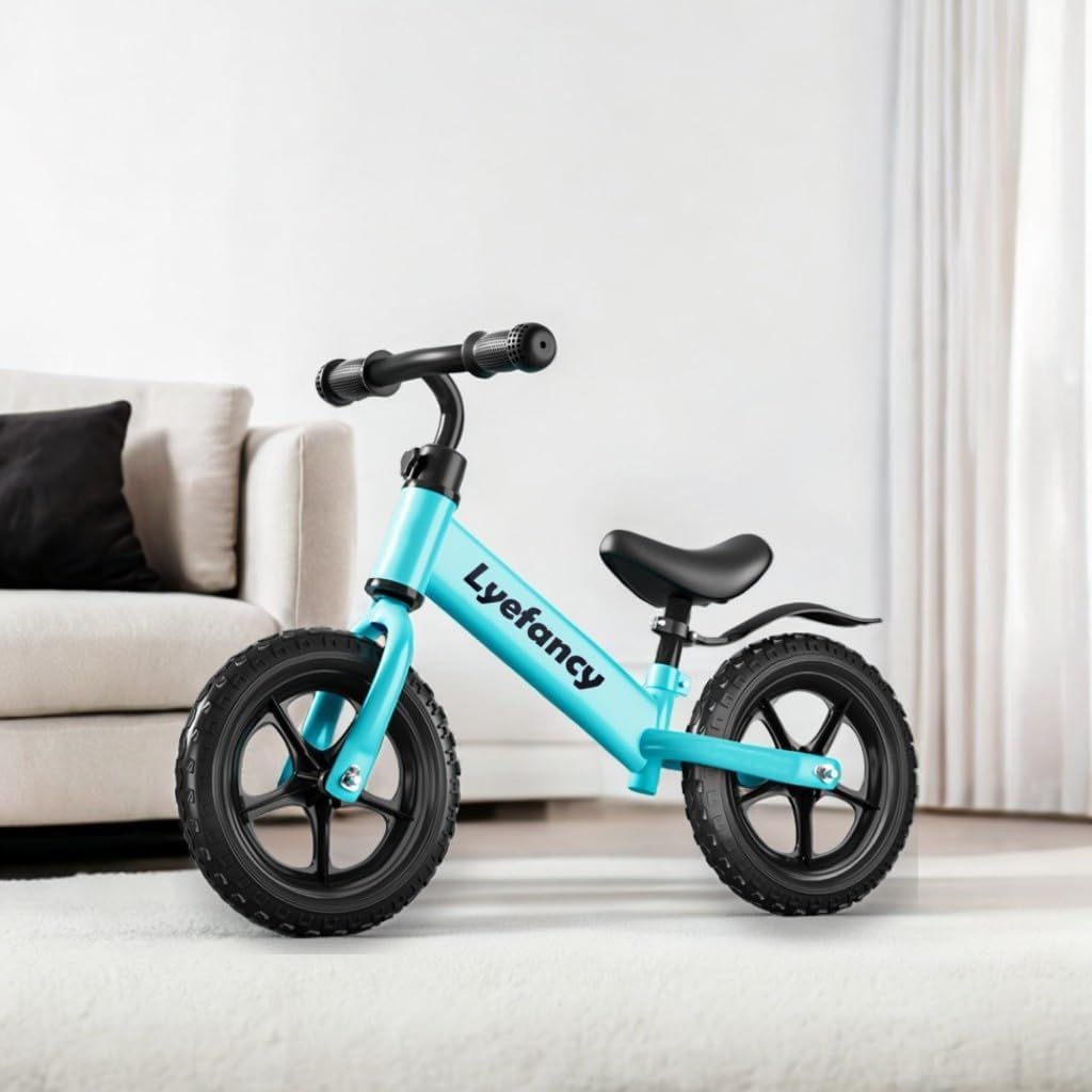 12-Inch Balance Bike for Kids Ages 2-5, Adjustable Seat, Pedal-Free Toddler Training Bike, Blue