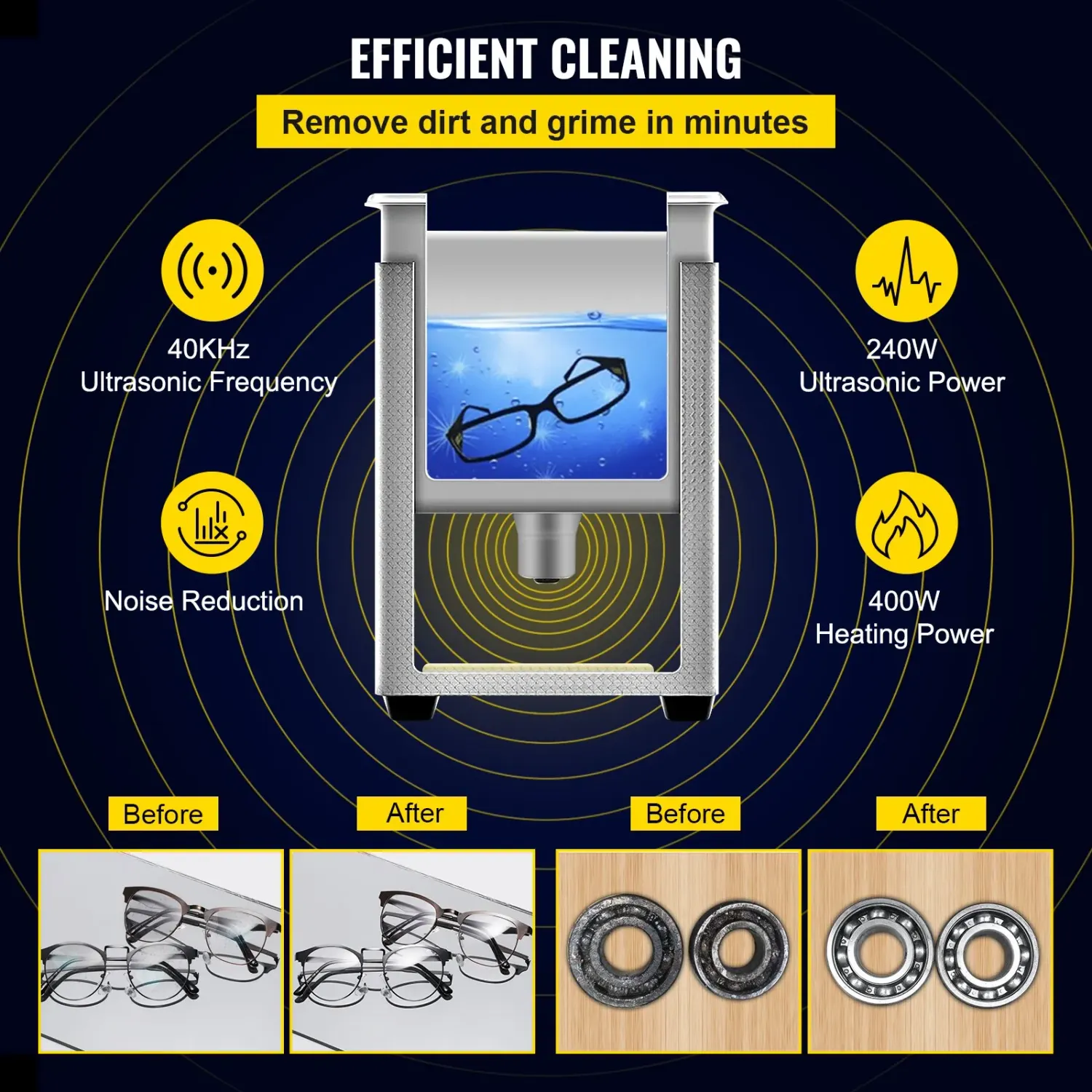 10L Ultrasonic Cleaner 400W Digital Cleaning Machine with Heater 40kHz Stainless Steel Tank