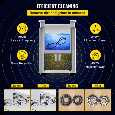 10L Ultrasonic Cleaner 400W Digital Cleaning Machine with Heater 40kHz Stainless Steel Tank