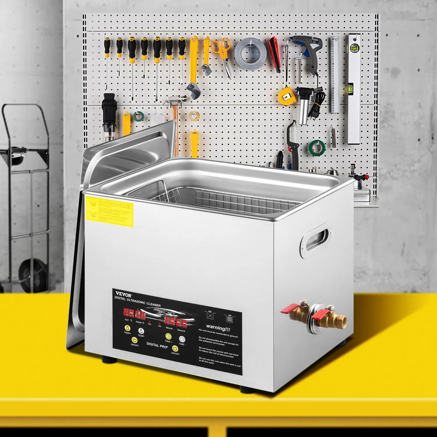 10L Ultrasonic Cleaner 400W Digital Cleaning Machine with Heater 40kHz Stainless Steel Tank