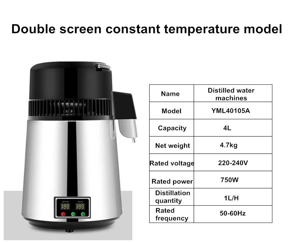 Water Distiller 4L 750W Stainless Steel