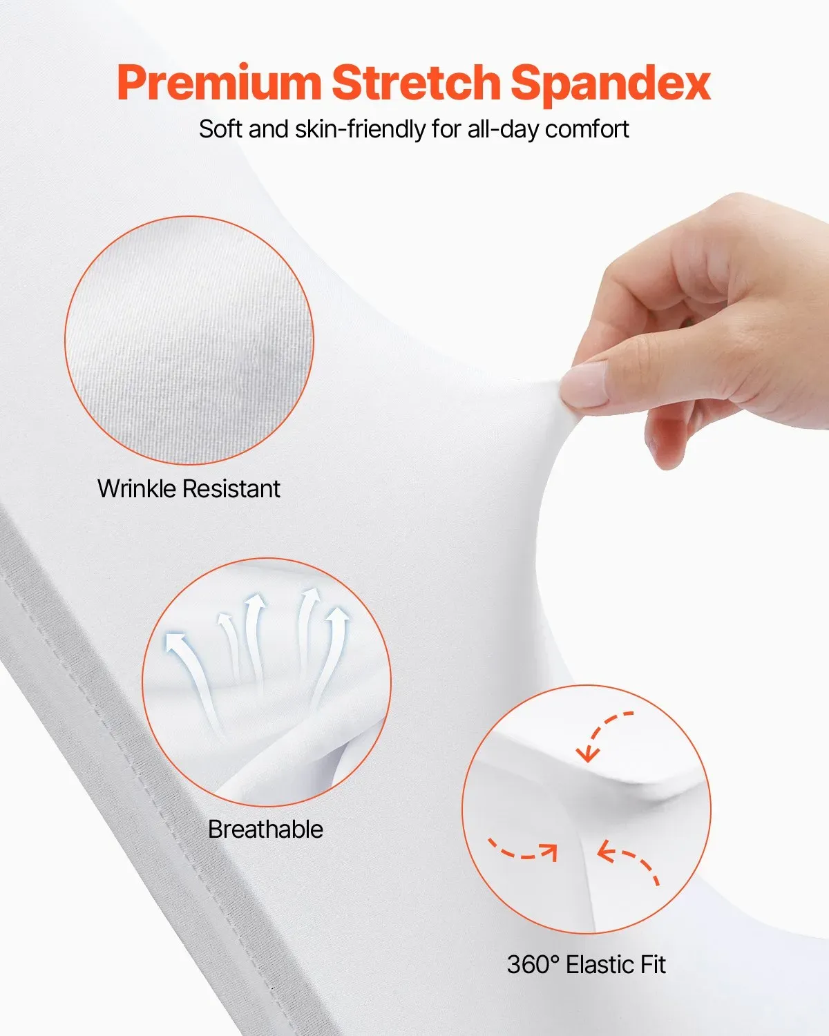50PCS White Spandex Folding Chair Covers, Stretch Washable Universal Slipcovers for Events &amp; Weddings