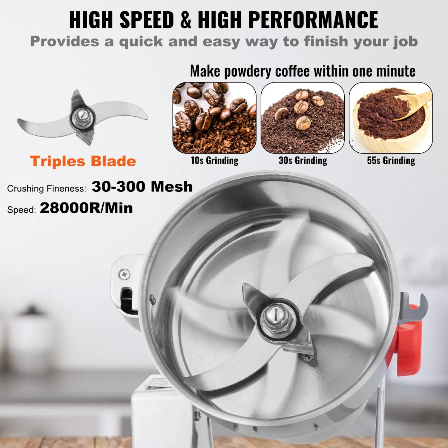 750g &amp; 1000g Electric Herb Grain Mill Grinder - High-Power Grinding for Herbs, Grains, and Spices with Efficient Performance