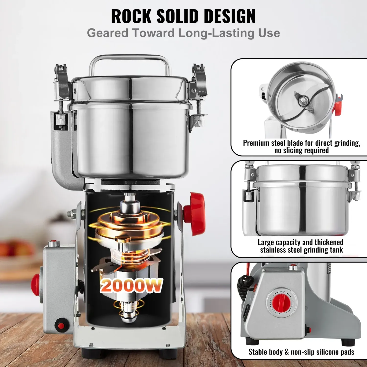 750g &amp; 1000g Electric Herb Grain Mill Grinder - High-Power Grinding for Herbs, Grains, and Spices with Efficient Performance
