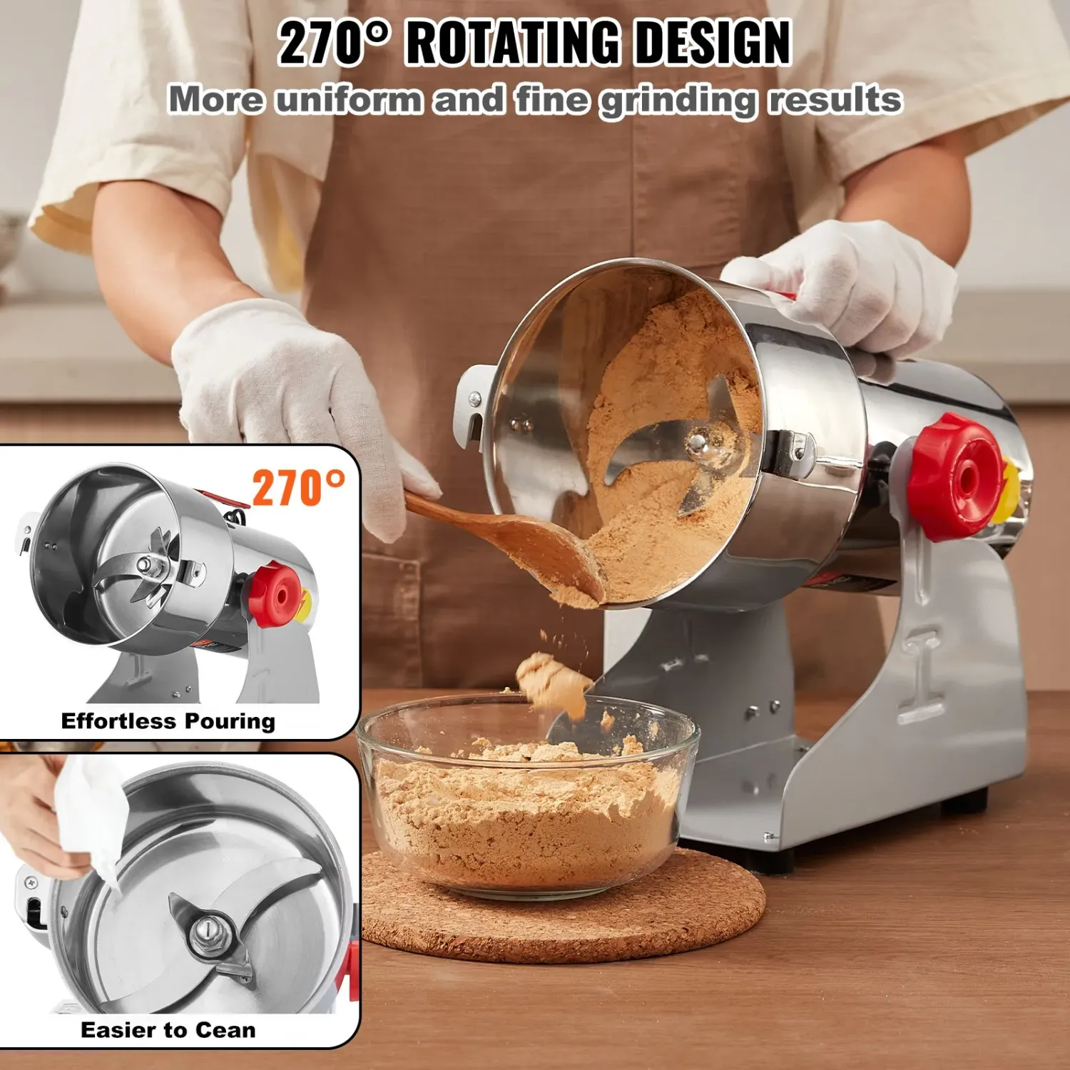 750g &amp; 1000g Electric Herb Grain Mill Grinder - High-Power Grinding for Herbs, Grains, and Spices with Efficient Performance