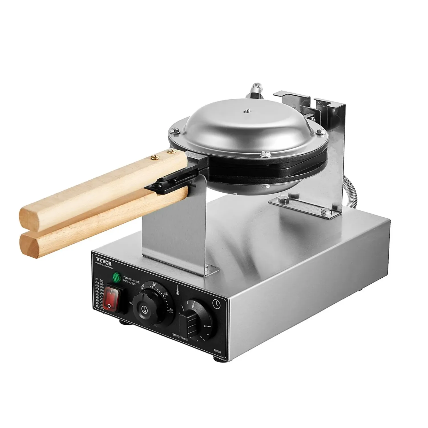 Commercial Bubble Waffle Maker 1400W Stainless Steel Egg Waffle Machine Nonstick Baker