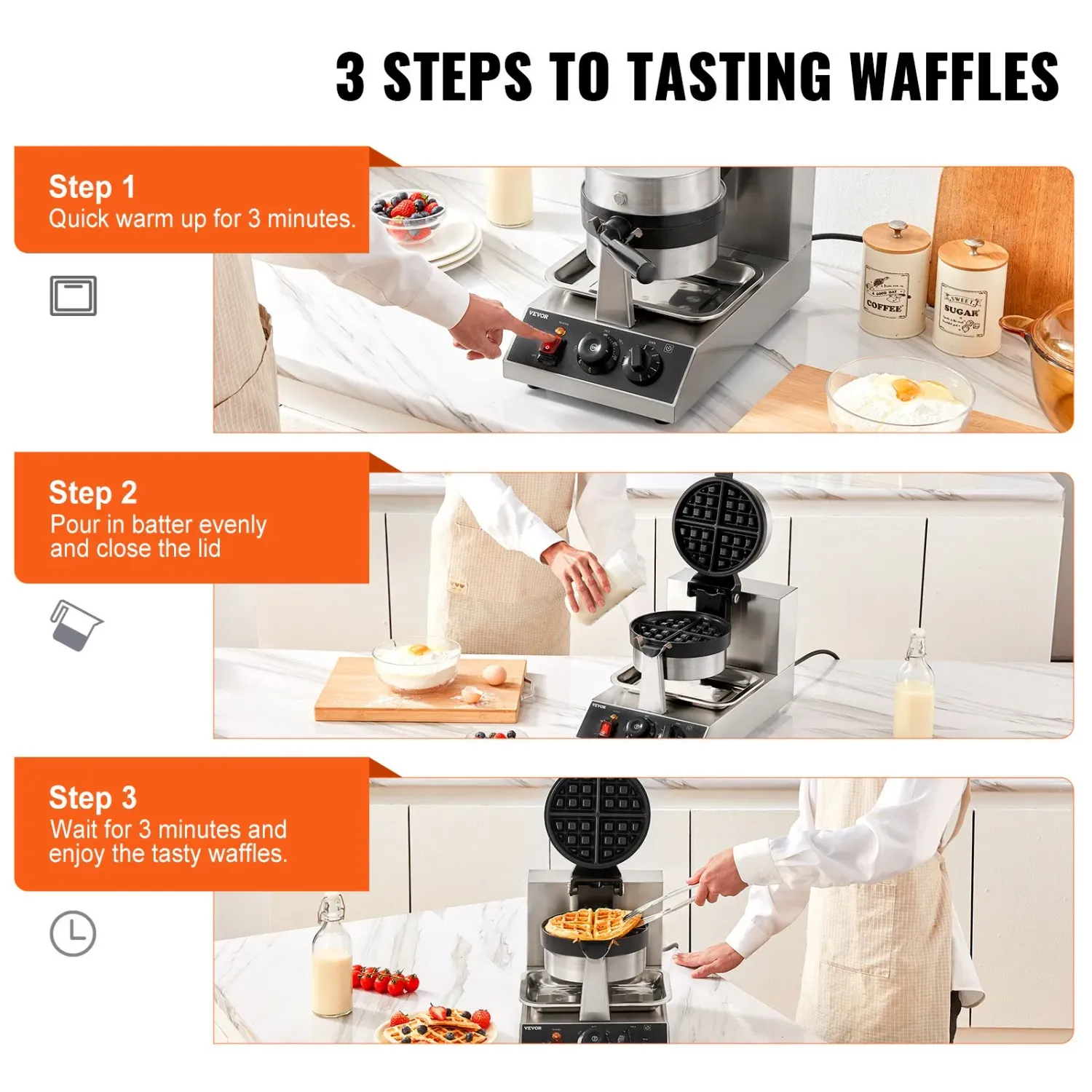 Commercial Bubble Waffle Maker 1400W Stainless Steel Egg Waffle Machine Nonstick Baker