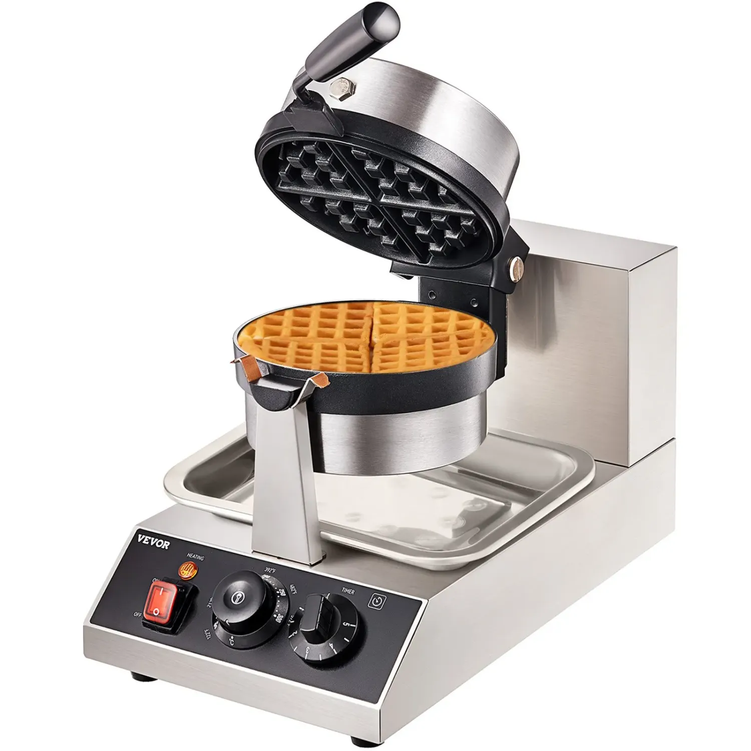 Commercial Bubble Waffle Maker 1400W Stainless Steel Egg Waffle Machine Nonstick Baker