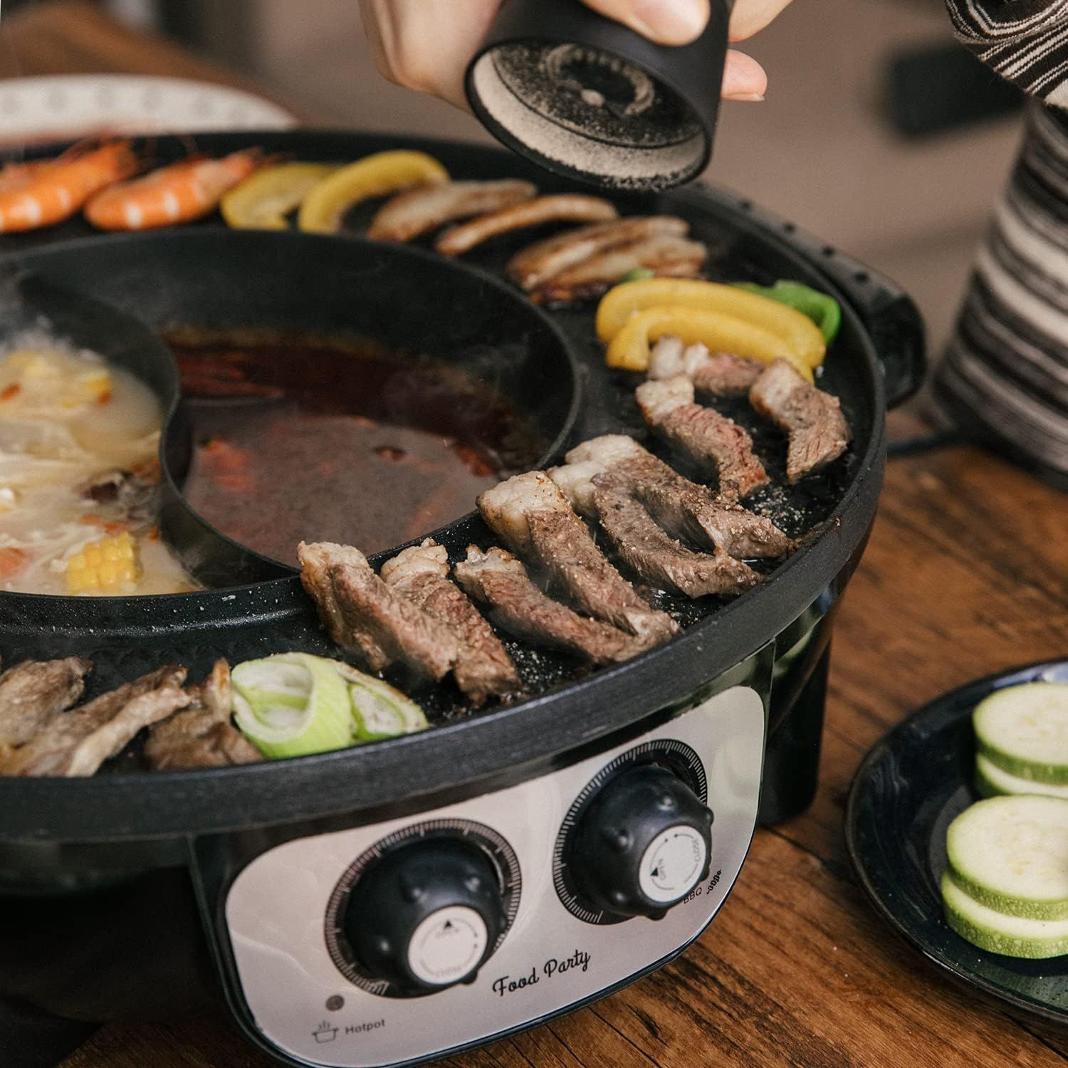 2-in-1 Electric Hot Pot with BBQ Grill