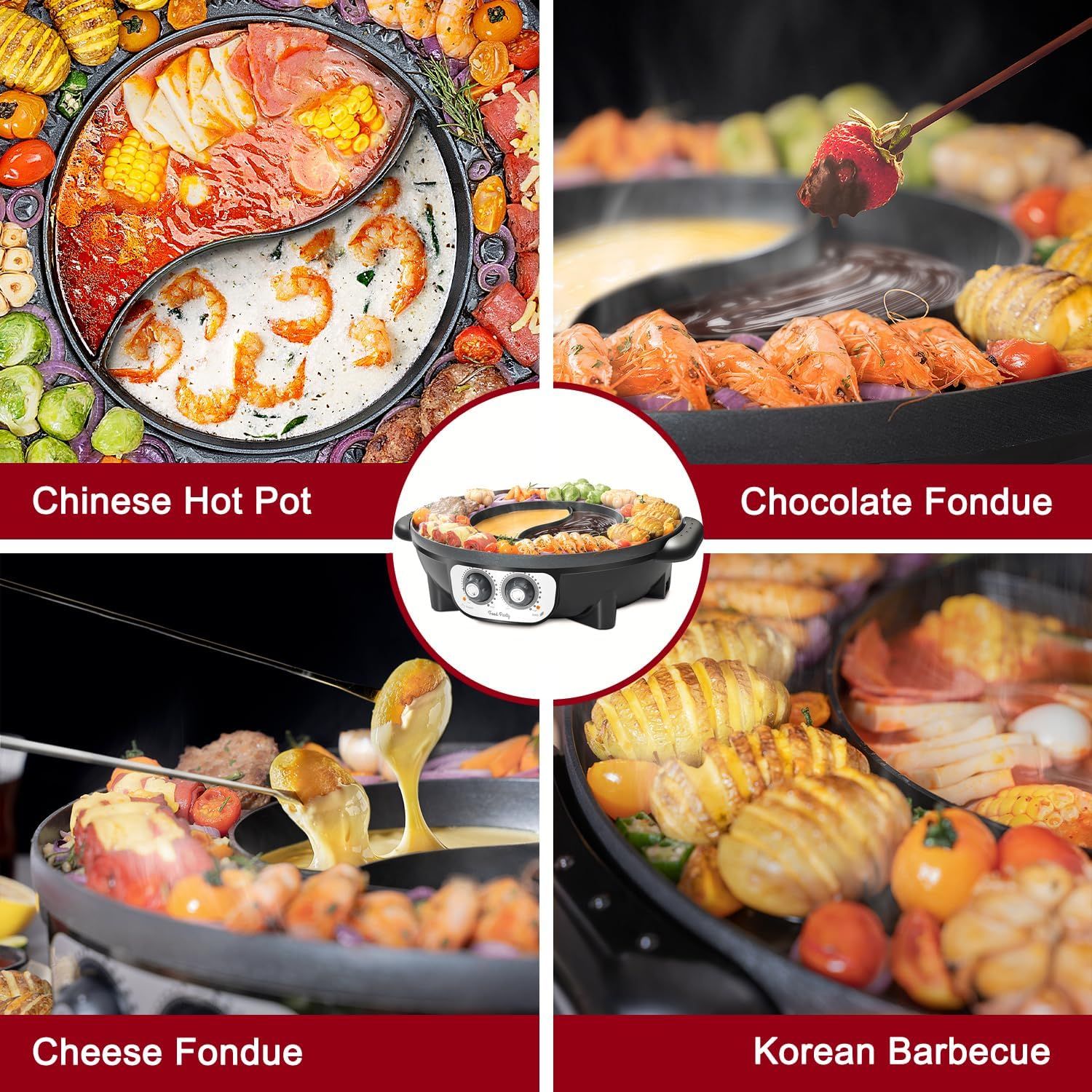 2-in-1 Electric Hot Pot with BBQ Grill