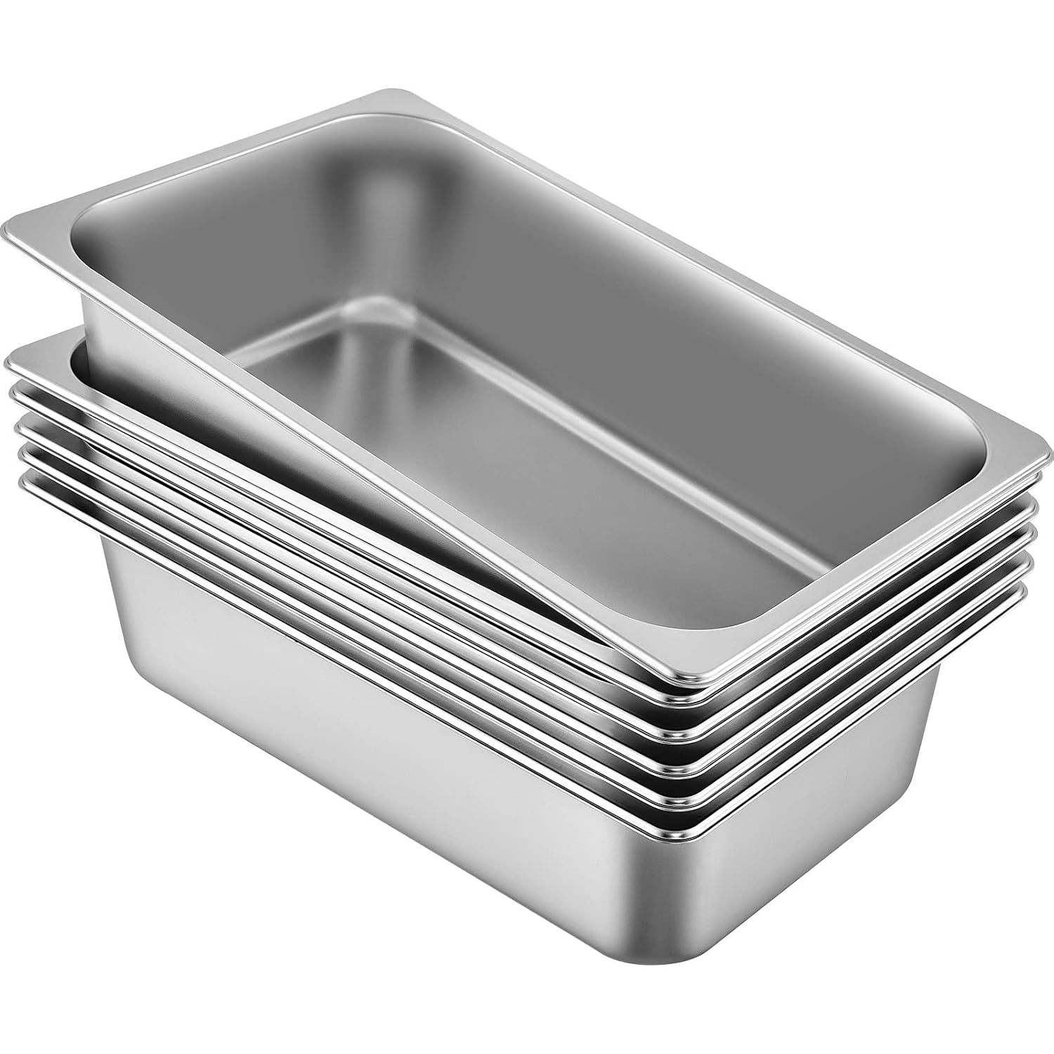 6 Pack Stainless Steel Full Size Hotel Food Pan 6 Inch Steam Table Catering Tray