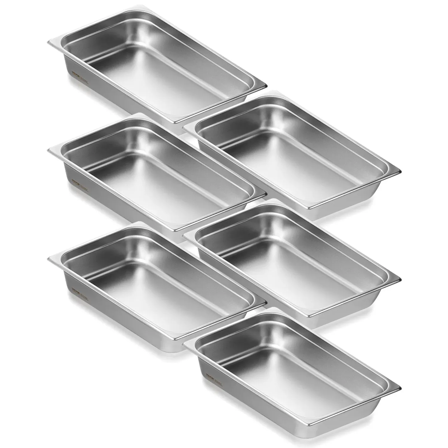 6-Pack Full-Size Stainless Steel Steam Table Pans – 14.7 QT