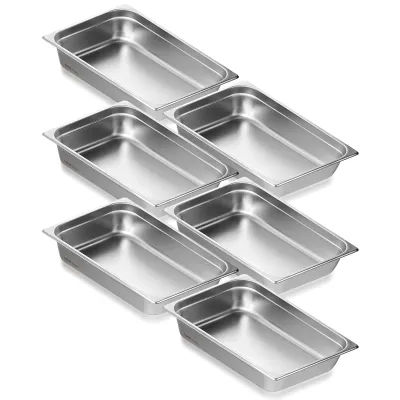 6-Pack Full-Size Stainless Steel Steam Table Pans – 14.7 QT