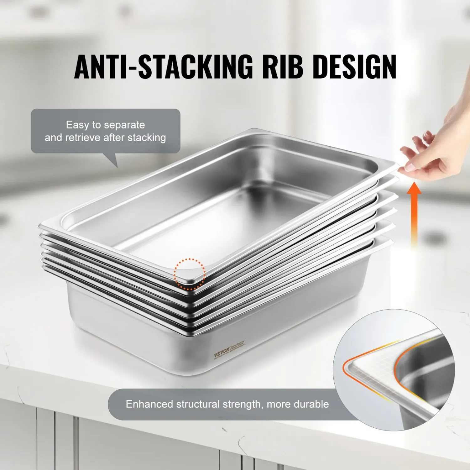6-Pack Full-Size Stainless Steel Steam Table Pans – 14.7 QT