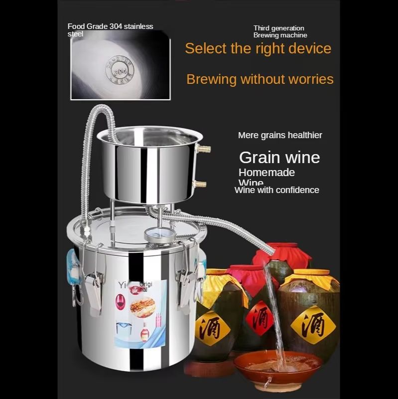 12L/20L/30L/50L 2-Pot DIY Home Brewing Moonshine Alcohol Water Distiller - Stainless Steel Distillation Kit with Thermometer, Silver Coils, and Copper Coils for Spirits, Essential Oils, and Purified