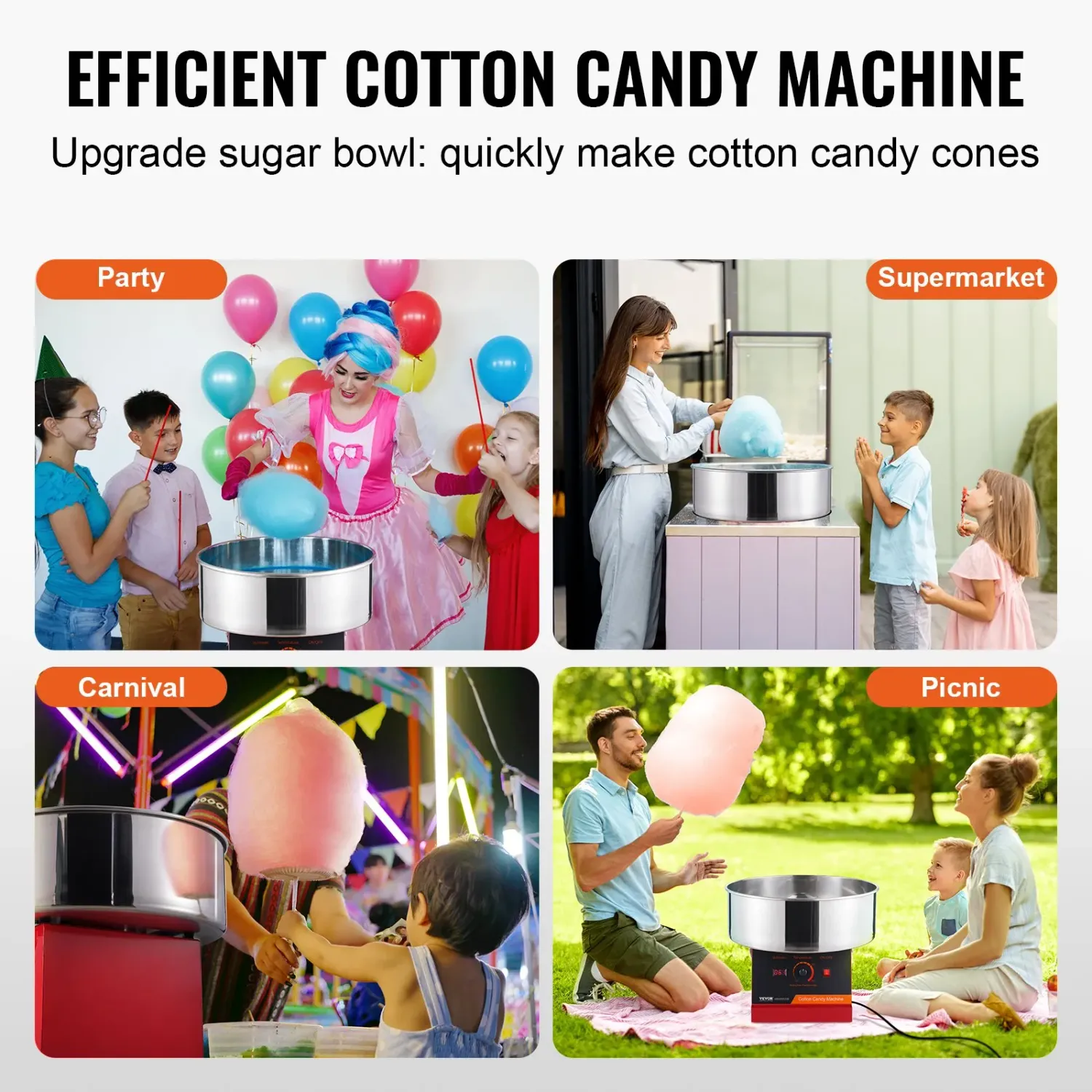 Cotton Candy Machine for Party and Carnival, Commercial Electric Cotton Candy Maker