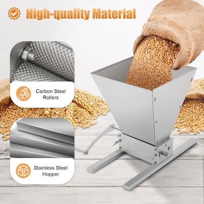 Manual Grain Mill Grinder Adjustable Roller 4L Barley Wheat Crusher